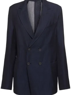 Blazer doppio petto Dina in lana e lino