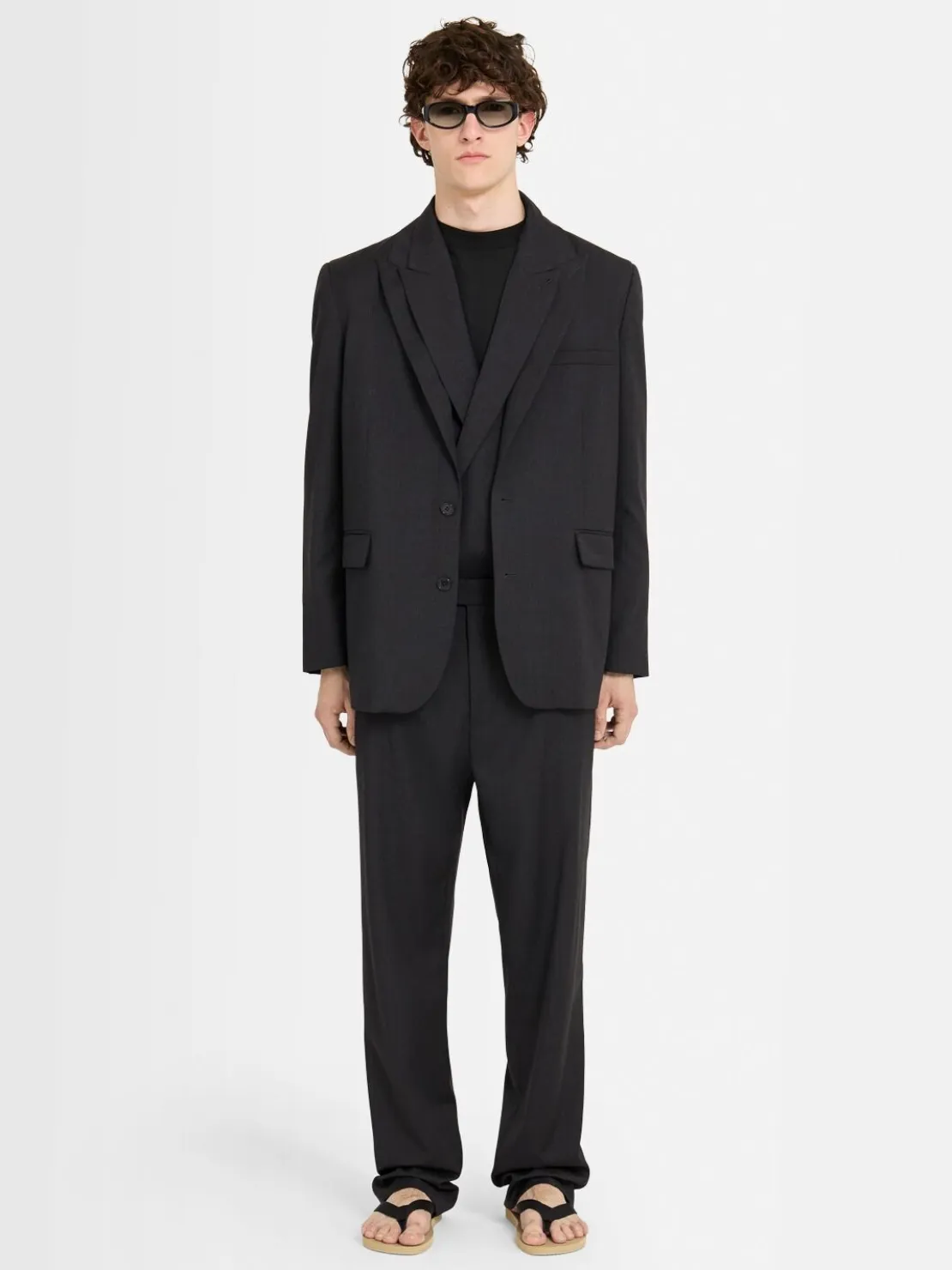 Blazer monopetto in twill di lana