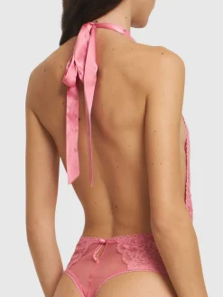 Body Charlotte in pizzo con chiusura al collo