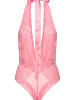 Body Charlotte in pizzo con chiusura al collo