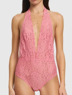 Body Charlotte in pizzo con chiusura al collo