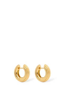 Bold grooved small hoop earrings