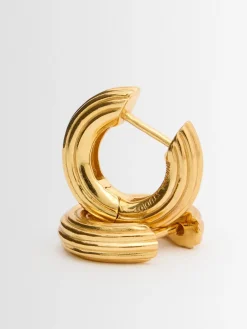 Bold grooved small hoop earrings