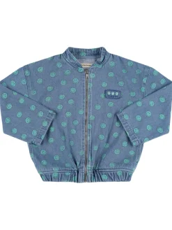 Bomber in denim di cotone stampato