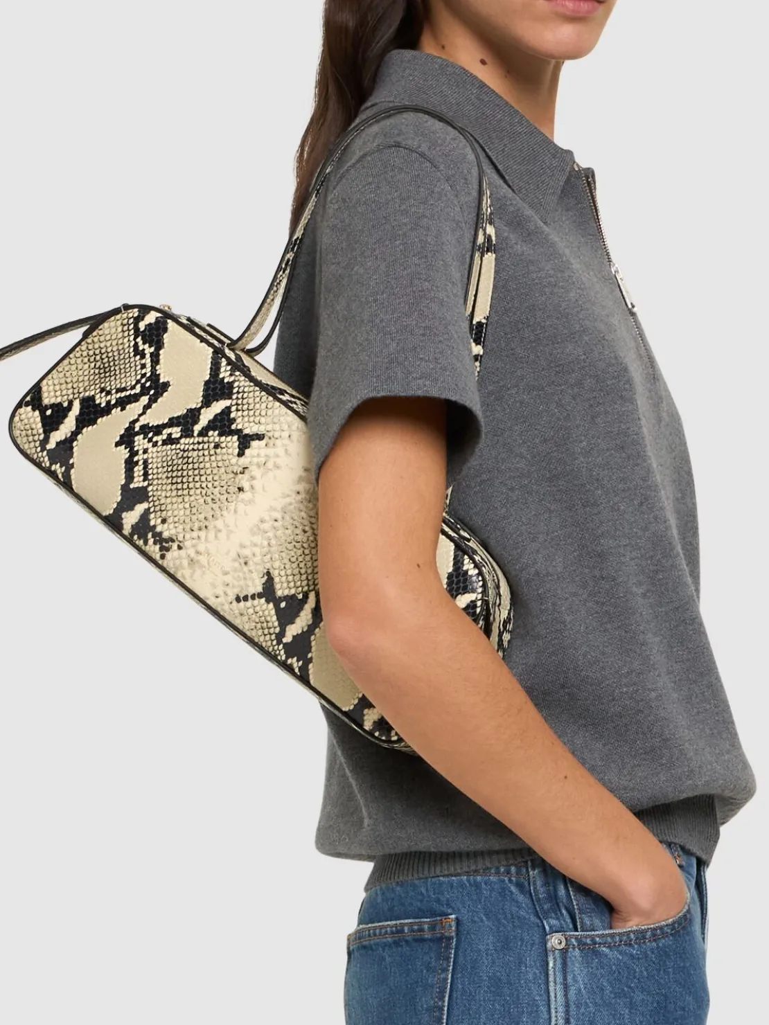 Borsa a spalla Simona in pelle goffrata