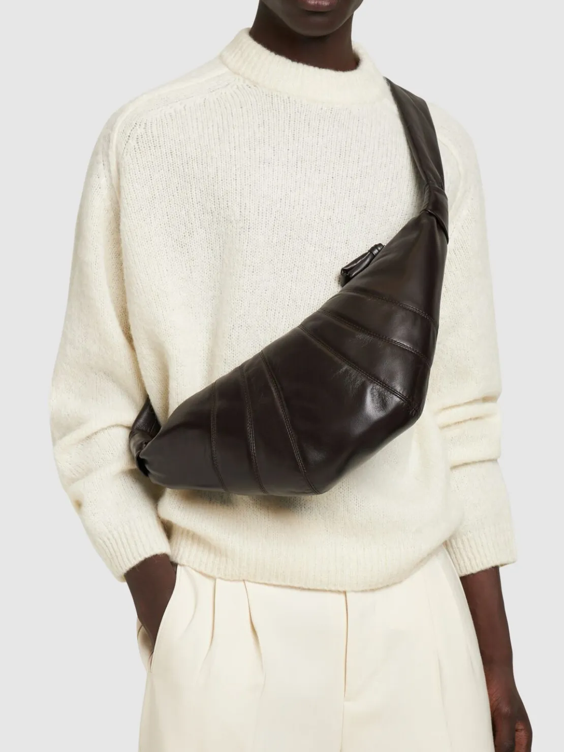Borsa grande Croissant in pelle
