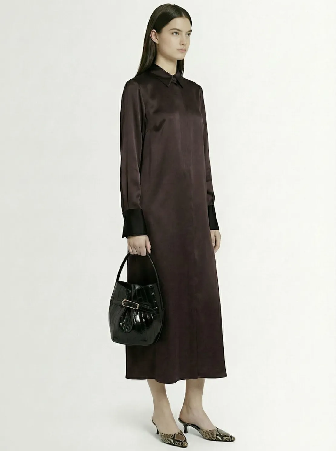 Borsa mini Belted Bucket in pelle di anguilla