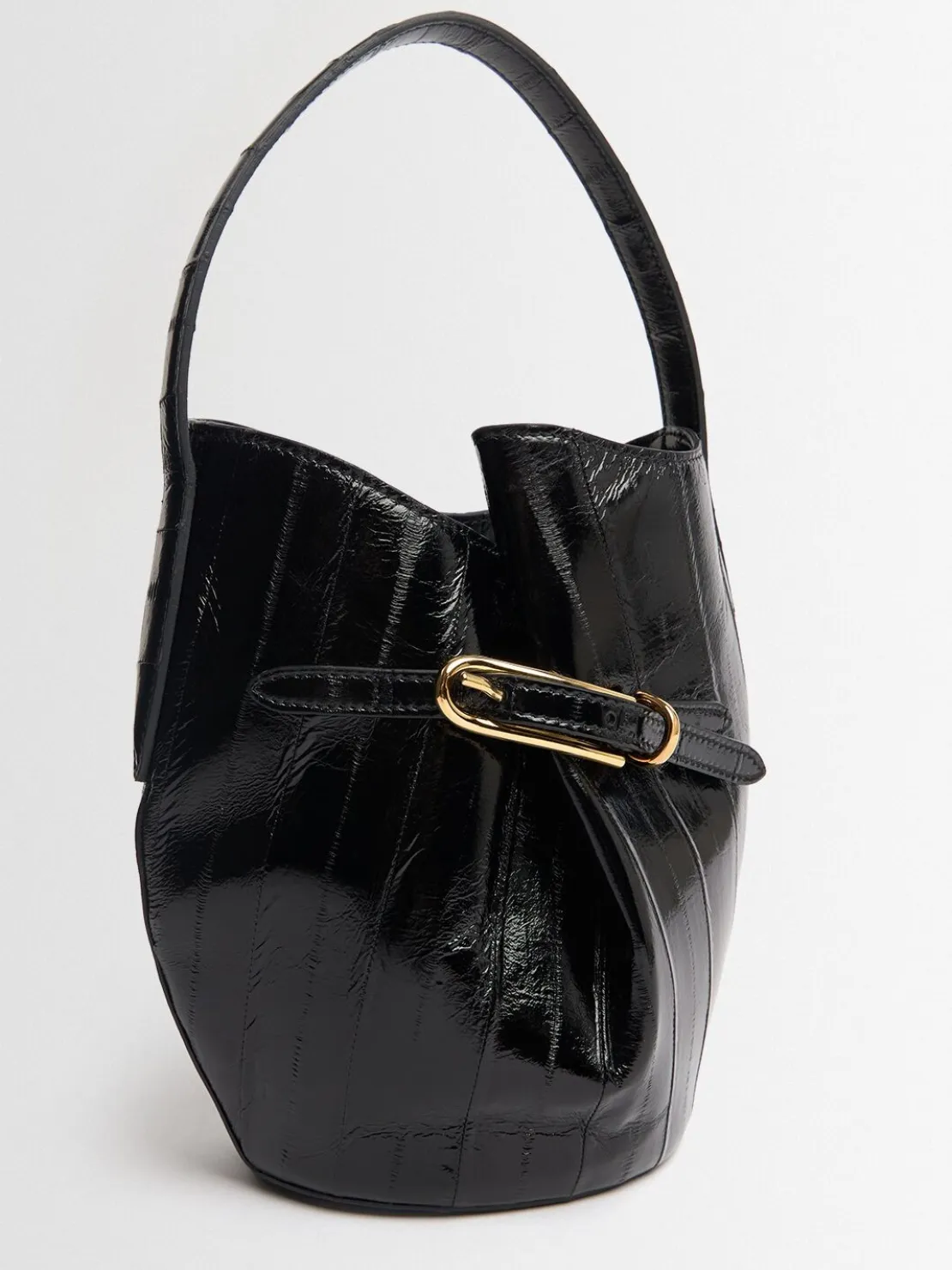 Borsa mini Belted Bucket in pelle di anguilla