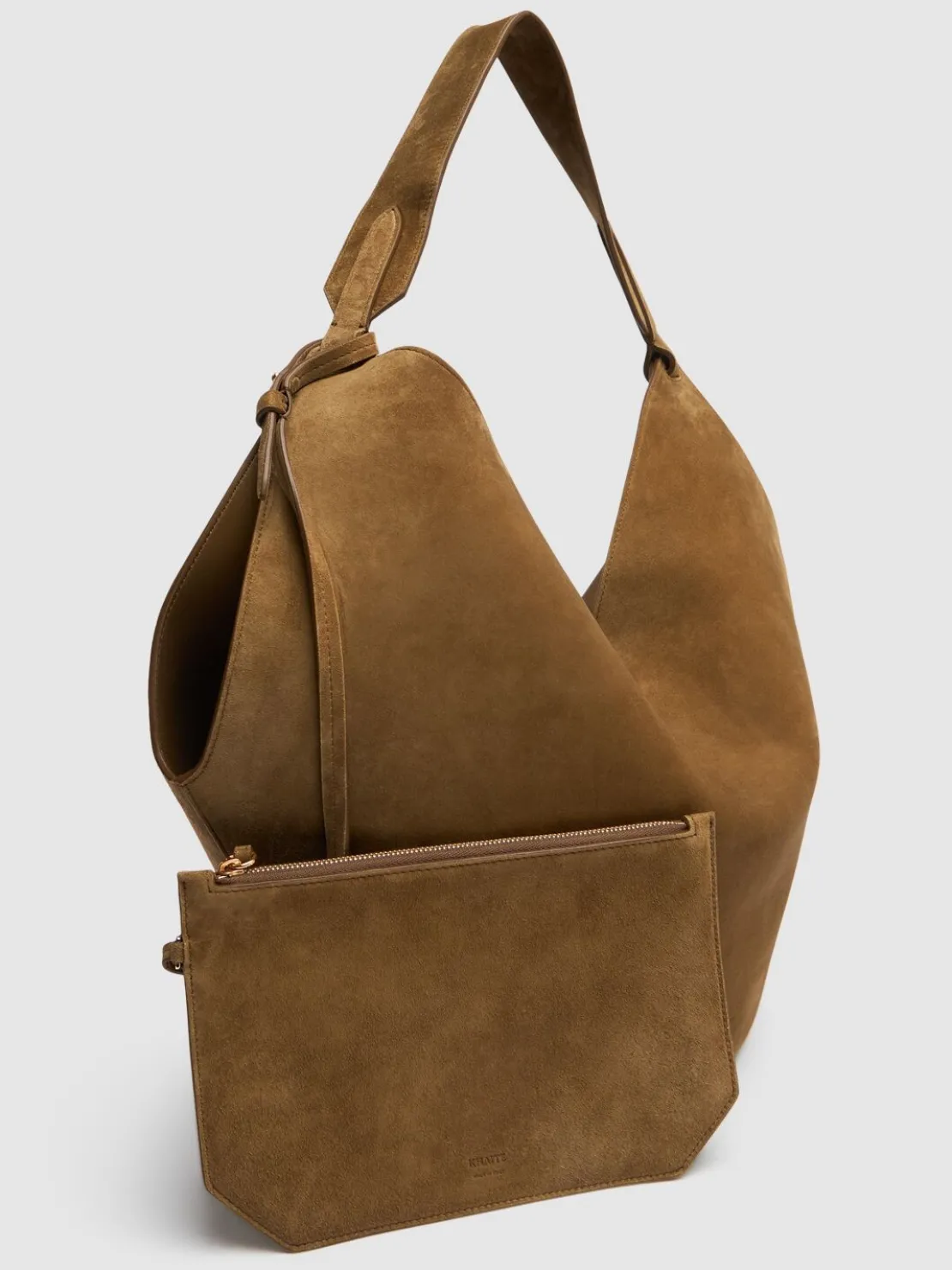 Borsa shopping media Lotus in camoscio