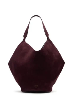 Borsa shopping media Lotus in camoscio