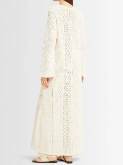 Caftano lungo crochet Nerea con perla