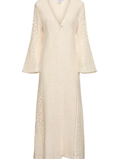 Caftano lungo crochet Nerea con perla