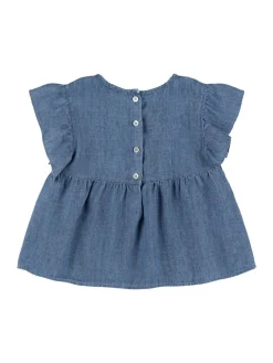 Camicia in denim di lyocell e lino