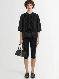 Camicia in misto seta con ruches