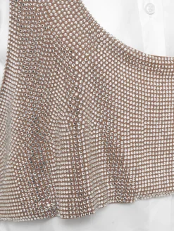 Camicia in popeline di cotone con cristalli