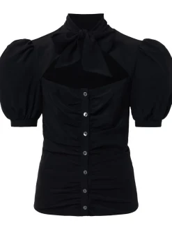 Camicia in seta drappeggiata con fiocco