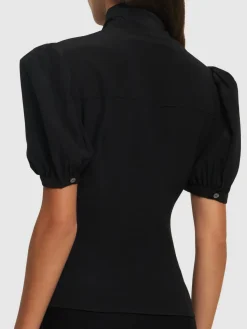 Camicia in seta drappeggiata con fiocco