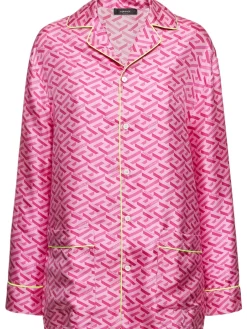 Camicia in twill di seta monogram