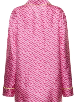 Camicia in twill di seta monogram