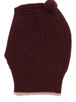 Cappello in maglia di misto lana con pompom