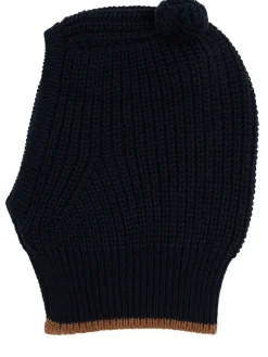 Cappello in maglia di misto lana con pompom