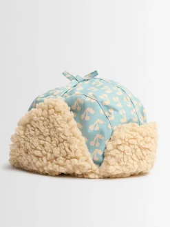 Cappello in nylon e teddy con stampa
