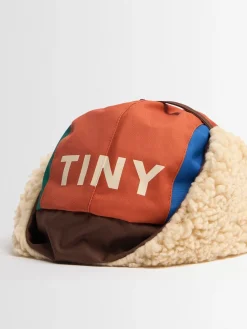 Cappello in teddy e nylon color block