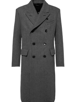 Cappotto doppiopetto in lana spigata
