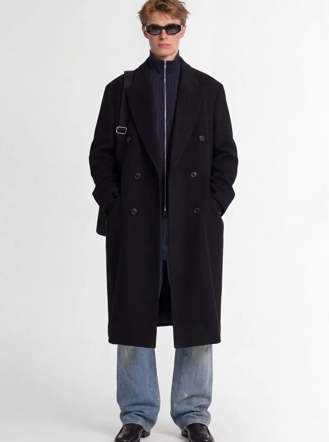 Cappotto doppiopetto in misto mohair