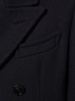 Cappotto doppiopetto in twill di lana