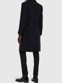 Cappotto doppiopetto in twill di lana