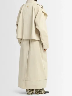 Cappotto lungo in misto cotone con cintura