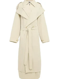 Cappotto lungo in misto cotone con cintura