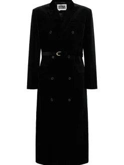 Cappotto lungo in velluto di cotone con cintura