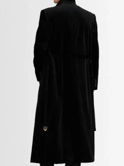 Cappotto lungo in velluto di cotone con cintura
