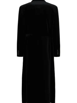 Cappotto lungo in velluto di cotone con cintura
