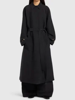Cappotto lungo Ryo in seta con cintura
