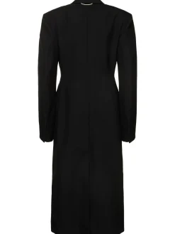 Cappotto midi in lana con spilla