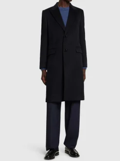 Cappotto monopetto in cashmere / revers a lancia