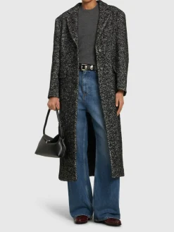 Cappotto Quinn in tweed spigato di misto lana