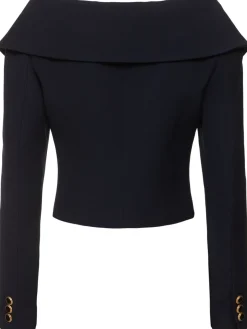 Cardigan con spalle scoperte in lana