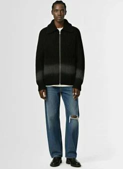 Cardigan in maglia di lana tinta in capo
