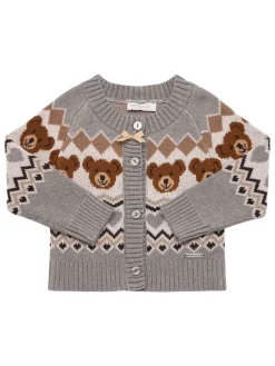 Cardigan in maglia di misto poly jacquard