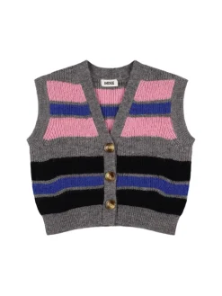 Cardigan smanicato in maglia di misto acrilico