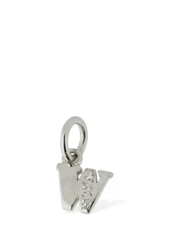 Charm W in oro bianco 18kt con diamanti