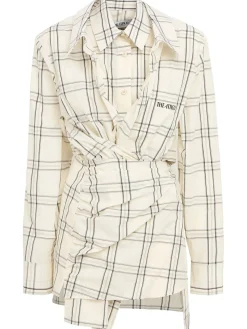 Checked cotton mini dress