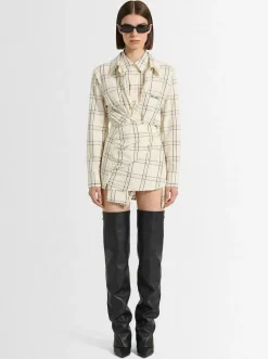 Checked cotton mini dress
