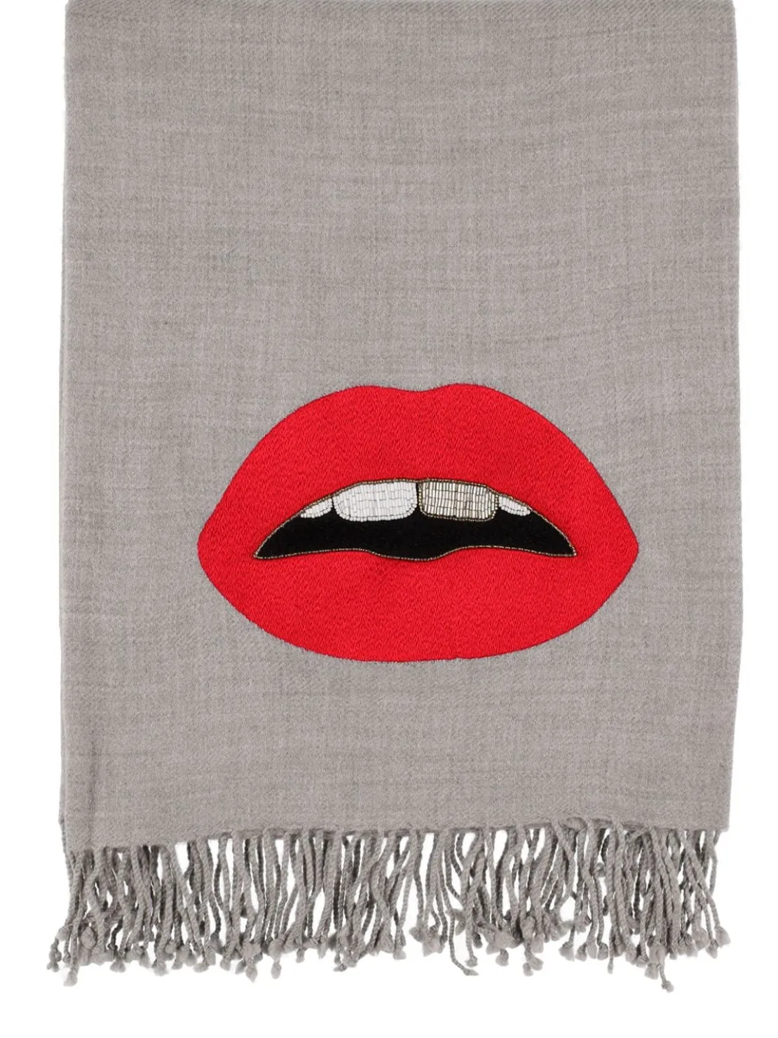 Coperta Lips in cammello e lana