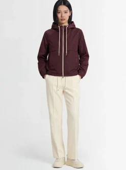 Coquelicot hooded nylon casual jacket