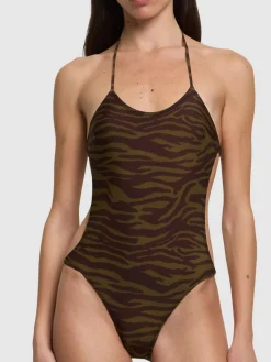 Costume intero in Lycra con stampa zebra